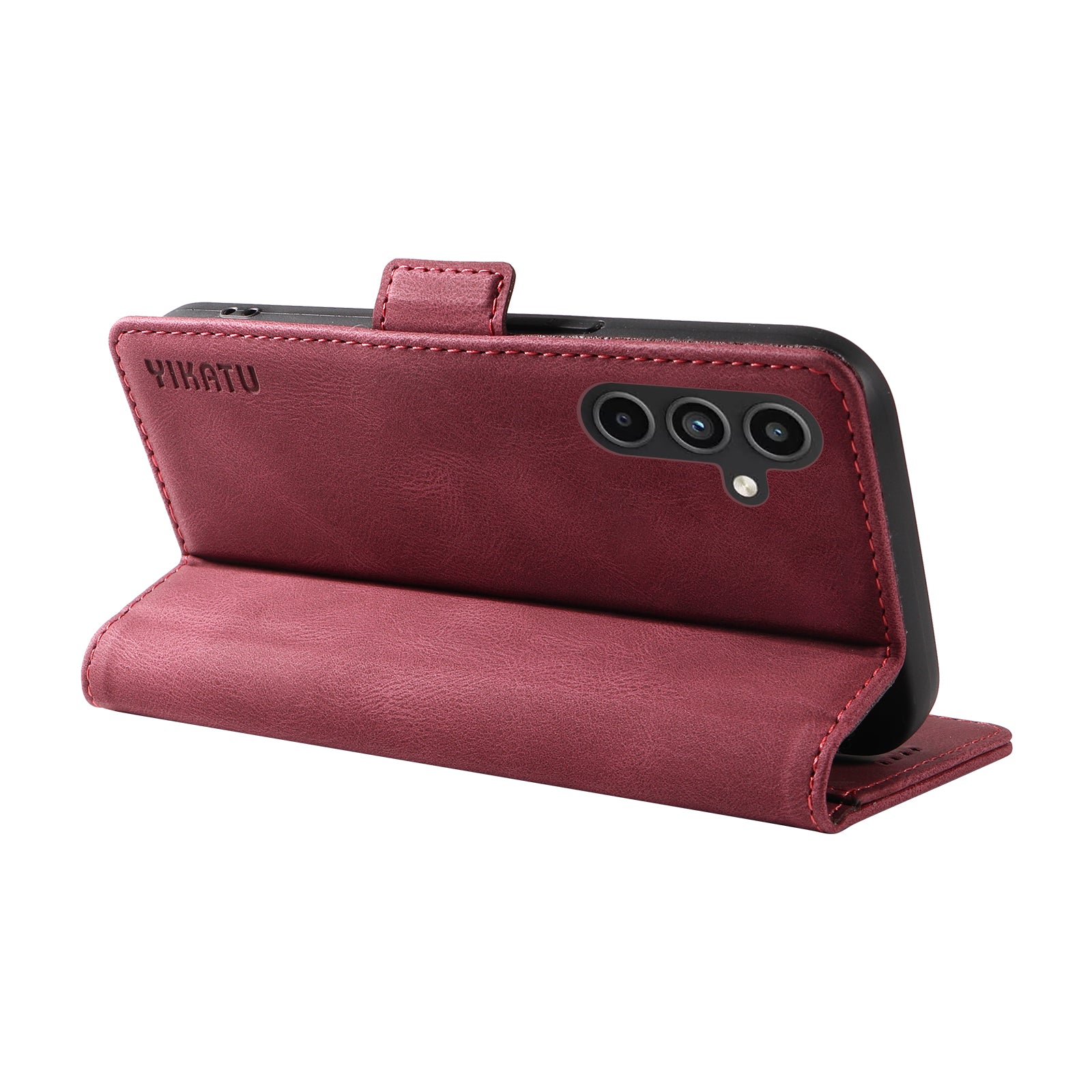 YIKATU YK-005 For Samsung Galaxy A15 4G / 5G Case Skin-Friendly Leather Flip Stand Phone Cover - Wine Red YIKATU YK-005 For Samsung Galaxy A15 4G / 5G Case Skin-Friendly Leather Flip Stand Phone Cover - Wine Red